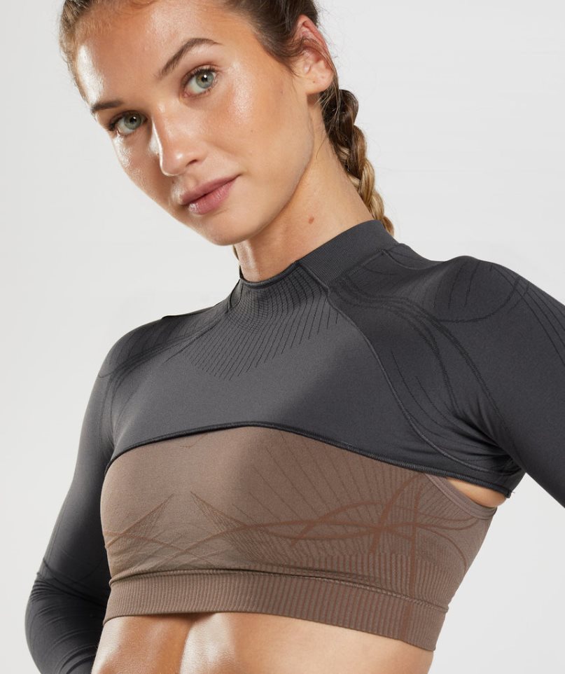 Bluzy Gymshark Apex Seamless Shrug Damskie Czarne | PL 698QLC